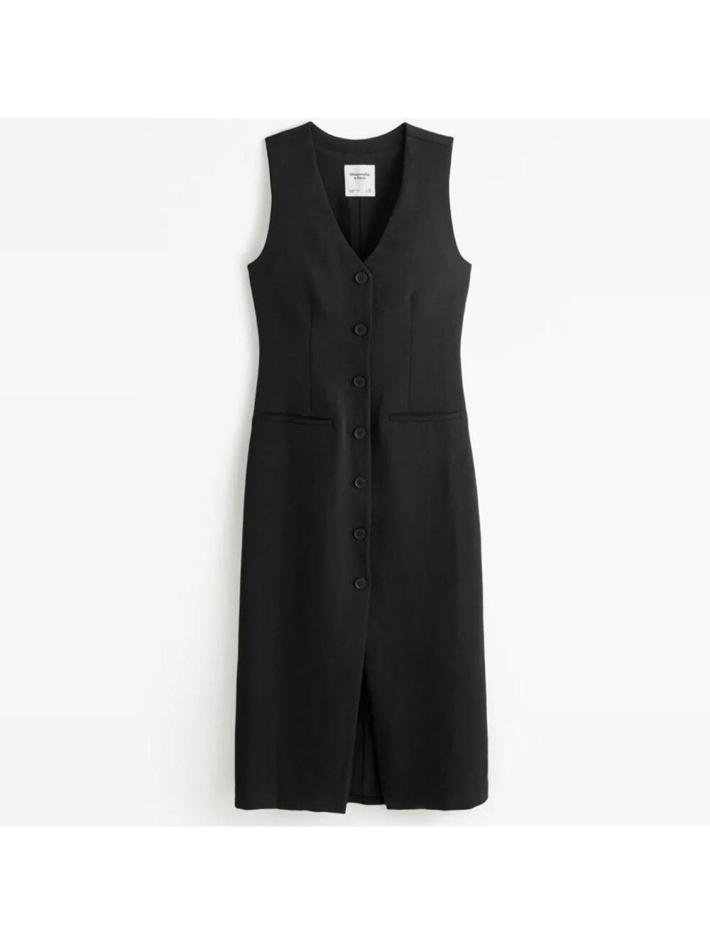 EUC Abercrombie Sleeveless Black Button-Front Steath Midi Dress size M pet.~$98 - Picture 3 of 6
